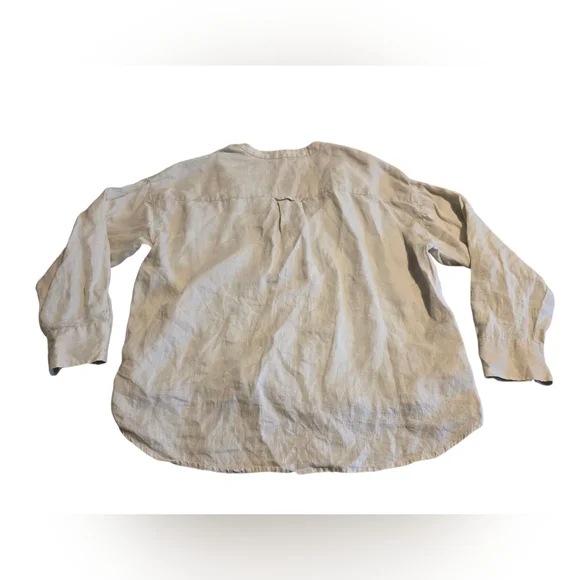 MNG Linen Hidden Button Up Blouse Cream Size 2 EUC Pleated Sleeves - Picture 3 of 7